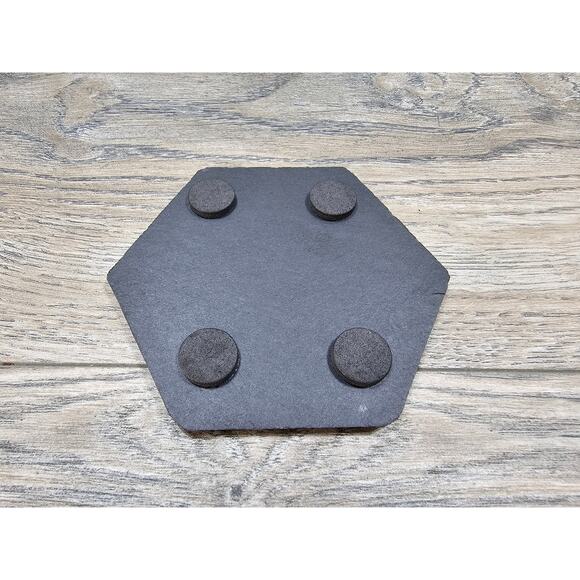 Engraved Stone Slate Black Coasters Bear Theme Set of 4 - Picture 4 of 4